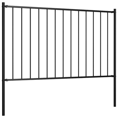 Vidaxl hekpaneel met palen 1,7x1,25 m gepoedercoat staal zwart
