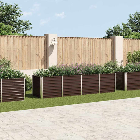Vidaxl plantenbak verhoogd 320x80x77 cm gegalvaniseerd staal bruin