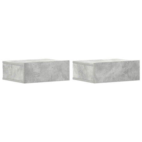 Vidaxl nachtkastjes 2 st zwevend 40x30x15 cm bewerkt hout betongrijs