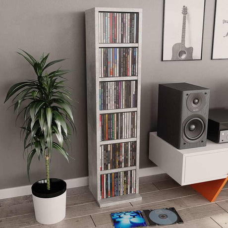 Vidaxl cd-kast 21x20x88 cm bewerkt hout betongrijs