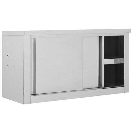 Vidaxl keukenbovenkast met schuifdeuren 90x40x50 cm roestvrij staal