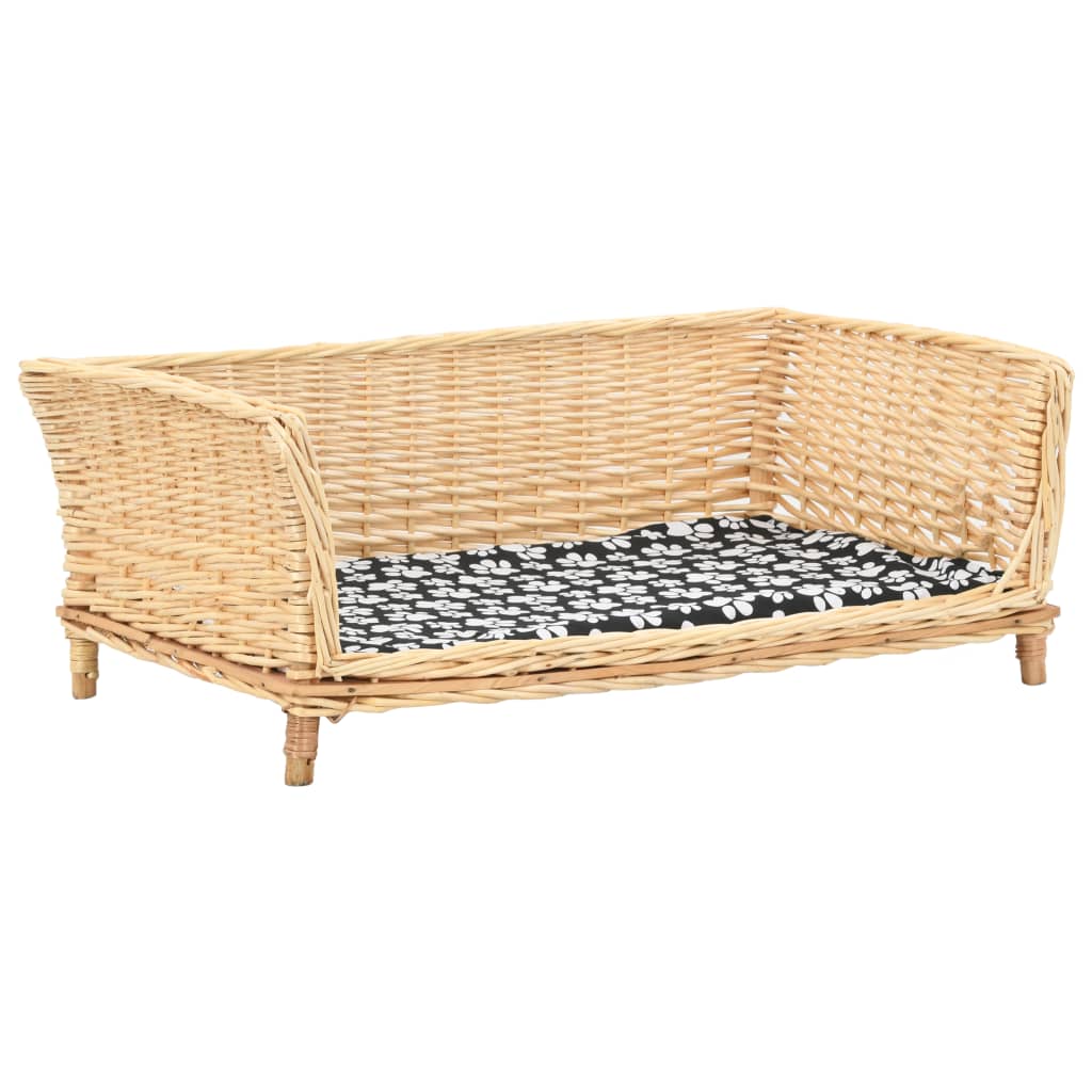 Vidaxl hondenmand met kussen 90x54x35 cm natuurlijk wilgen