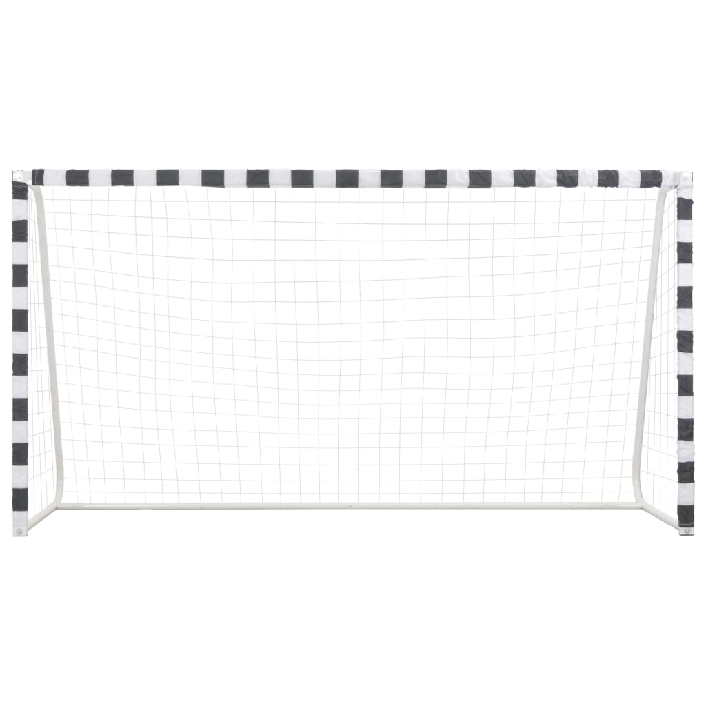 VidaXL Voetbaldoel 300x160x90 cm metaal zwart en wit