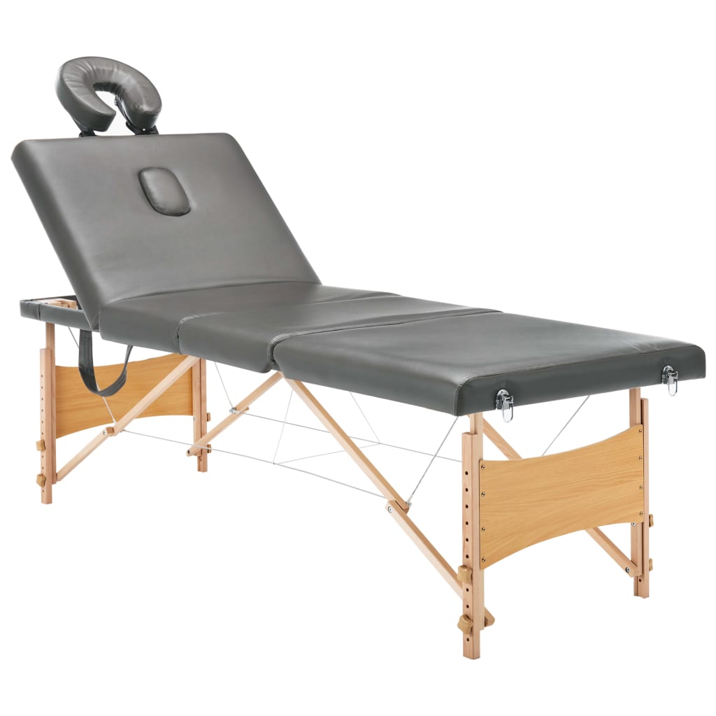 Vidaxl massagetafel met 4 zones 186x68 cm houten frame antraciet