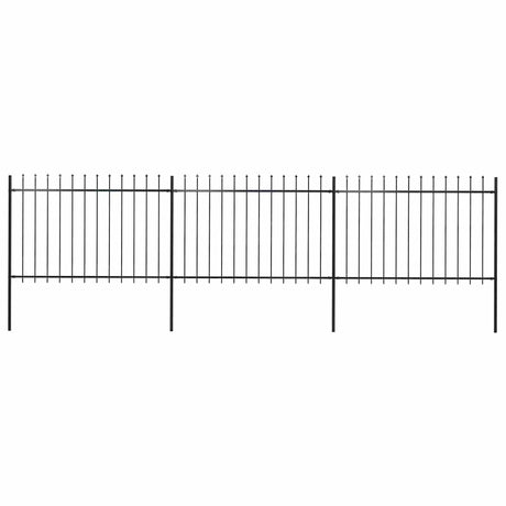 Vidaxl tuinhek met speerpunt staal 537x120 cm zwart