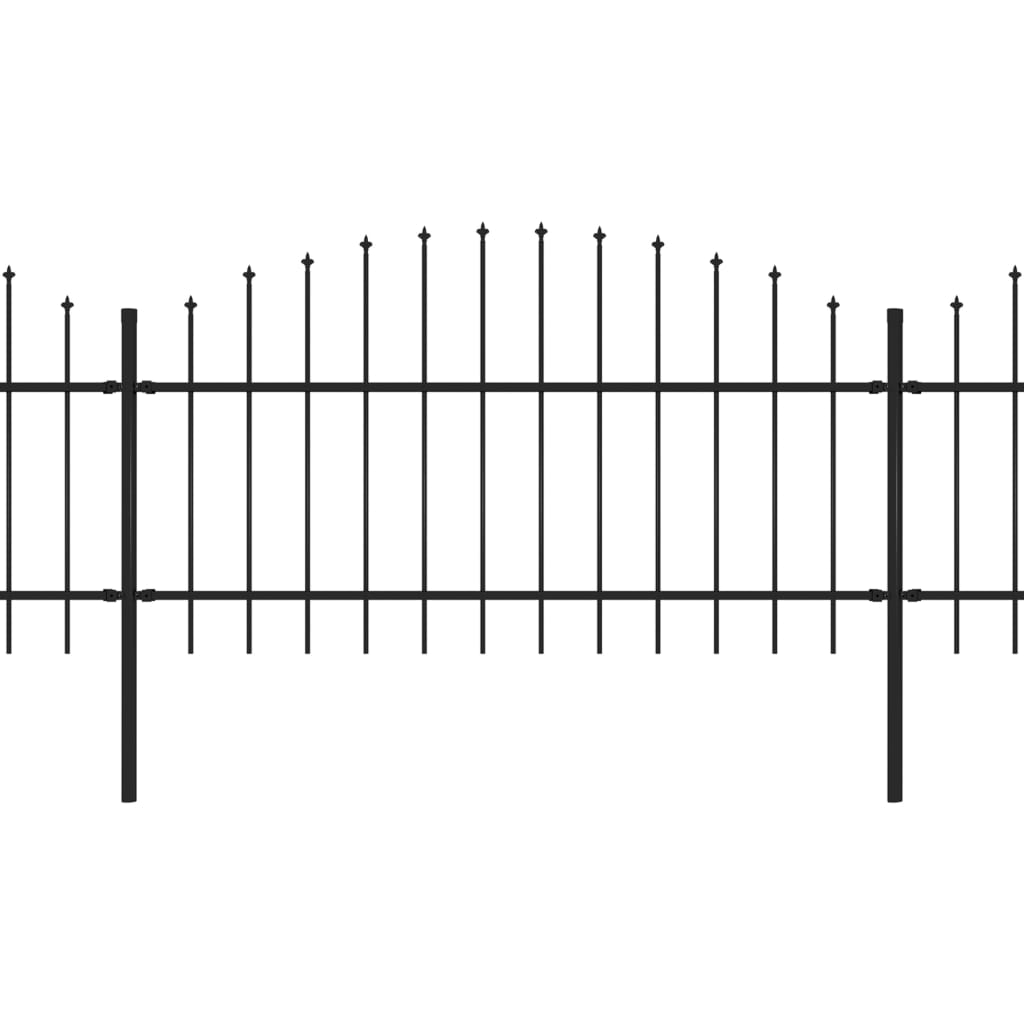 VidaXL Tuinhek met speren bovenkant (1-1,25)x6,8 m staal zwart