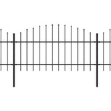 VidaXL Tuinhek met speren bovenkant (1-1,25)x11,9 m staal zwart