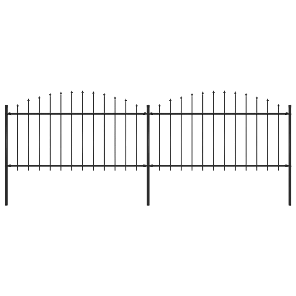 VidaXL Tuinhek met speren bovenkant (1,25-1,5)x3,4 m staal zwart