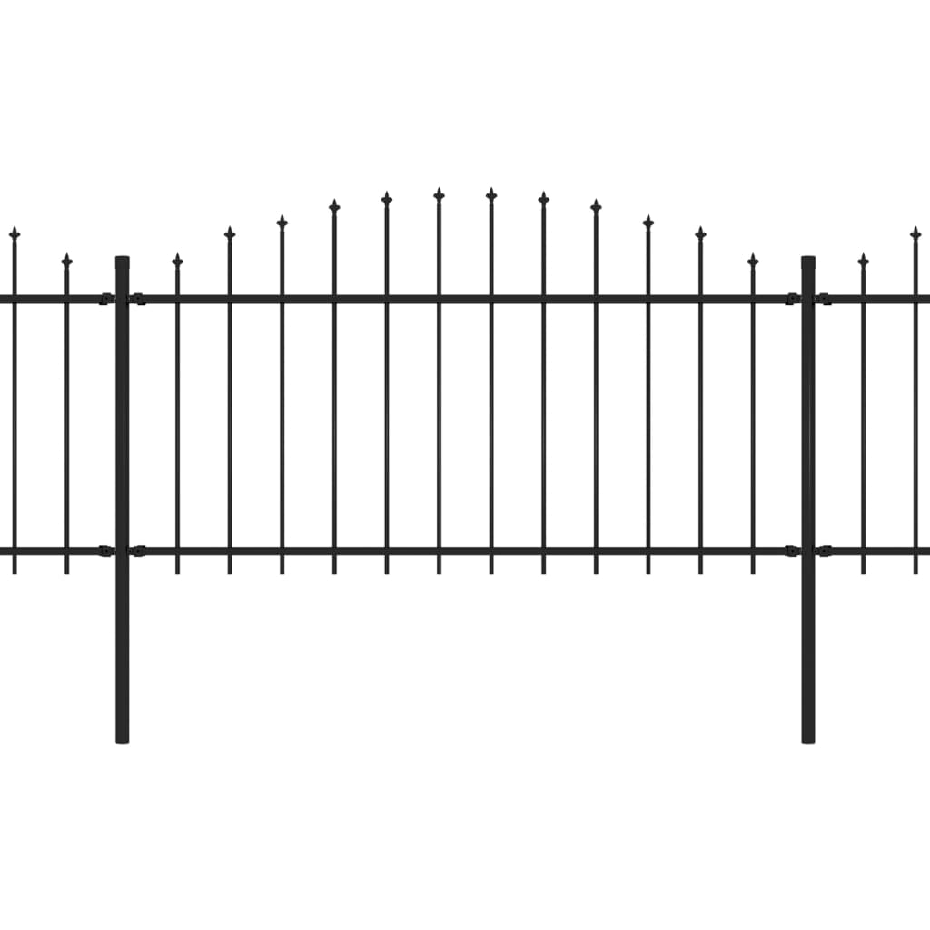 VidaXL Tuinhek met speren bovenkant (1,25-1,5)x6,8 m staal zwart