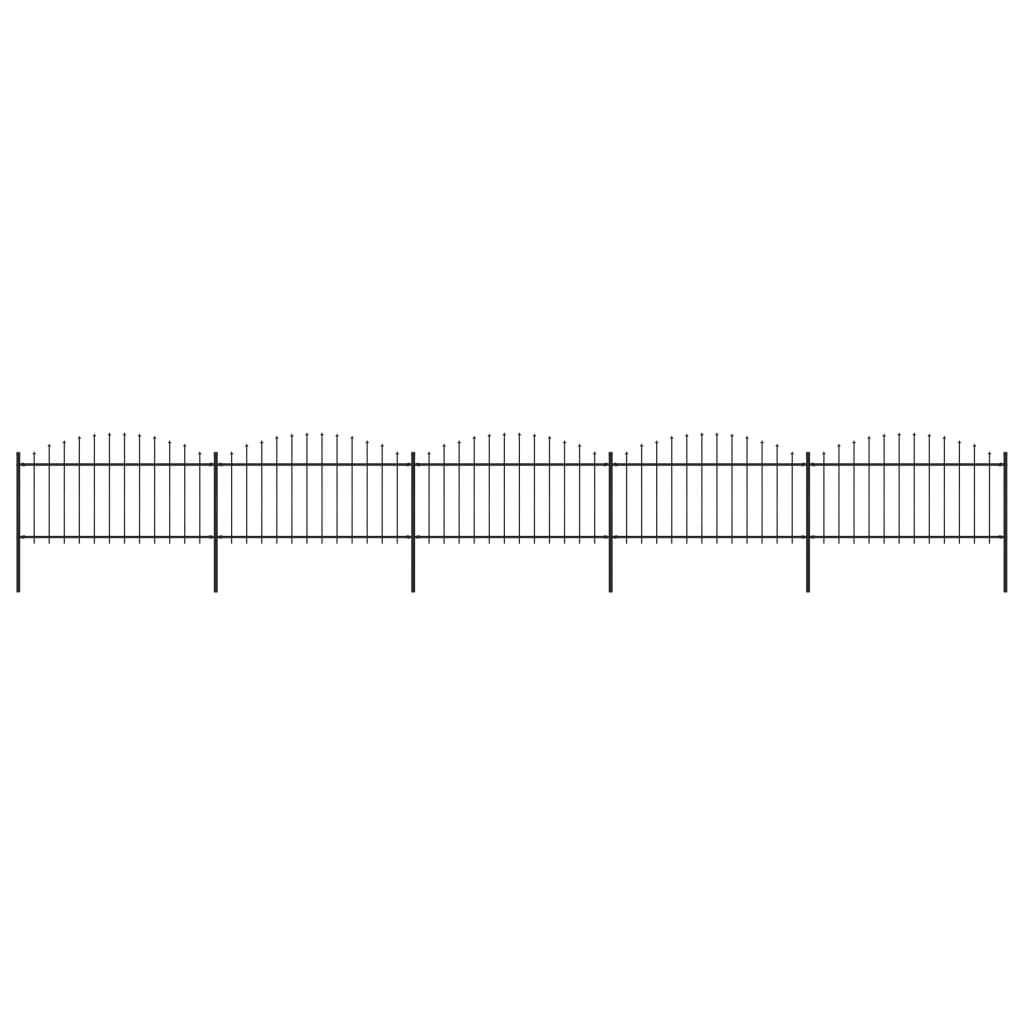 VidaXL Tuinhek met speren bovenkant (1,25-1,5)x8,5 m staal zwart