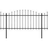 VidaXL Tuinhek met speren bovenkant (1,25-1,5)x13,6 m staal zwart