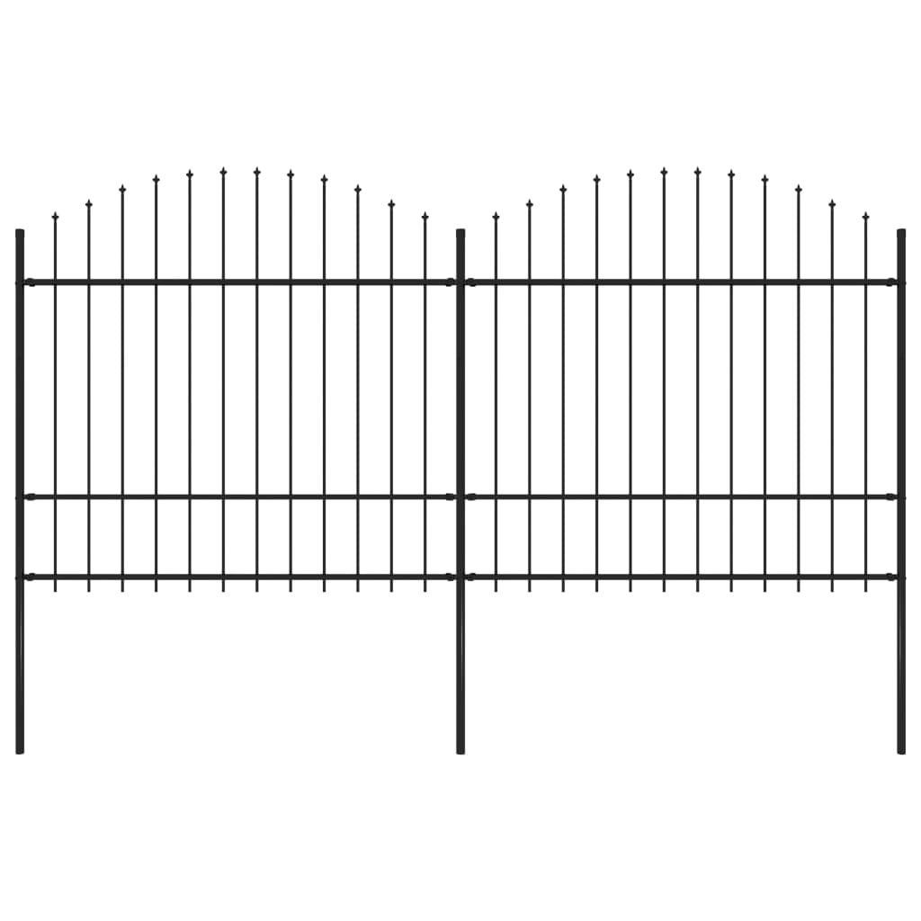 VidaXL Tuinhek met speren bovenkant (1,5-1,75)x3,4 m staal zwart