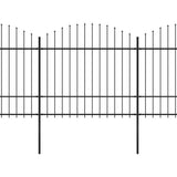 VidaXL Tuinhek met speren bovenkant (1,5-1,75)x8,5 m staal zwart