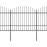 VidaXL Tuinhek met speren bovenkant (1,5-1,75)x13,6 m staal zwart