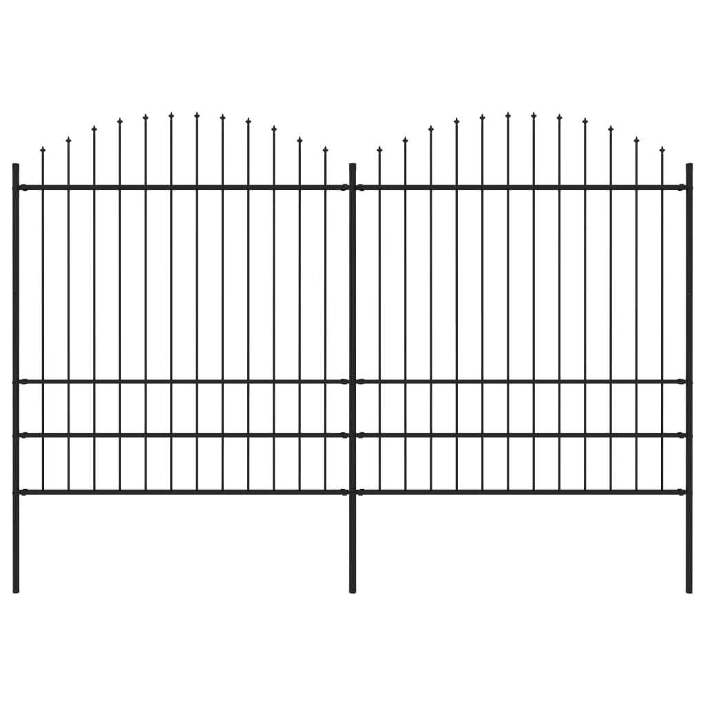 VidaXL Tuinhek met speren bovenkant (1,75-2)x3,4 m staal zwart