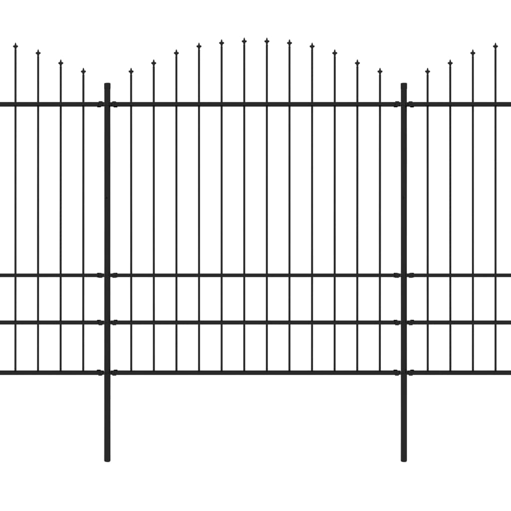 VidaXL Tuinhek met speren bovenkant (1,75-2)x3,4 m staal zwart