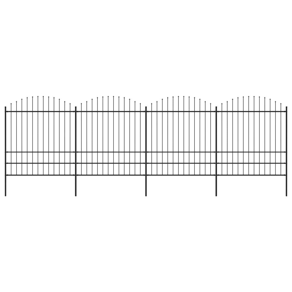 VidaXL Tuinhek met speren bovenkant (1,75-2)x6,8 m staal zwart