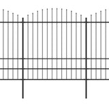 VidaXL Tuinhek met speren bovenkant (1,75-2)x6,8 m staal zwart