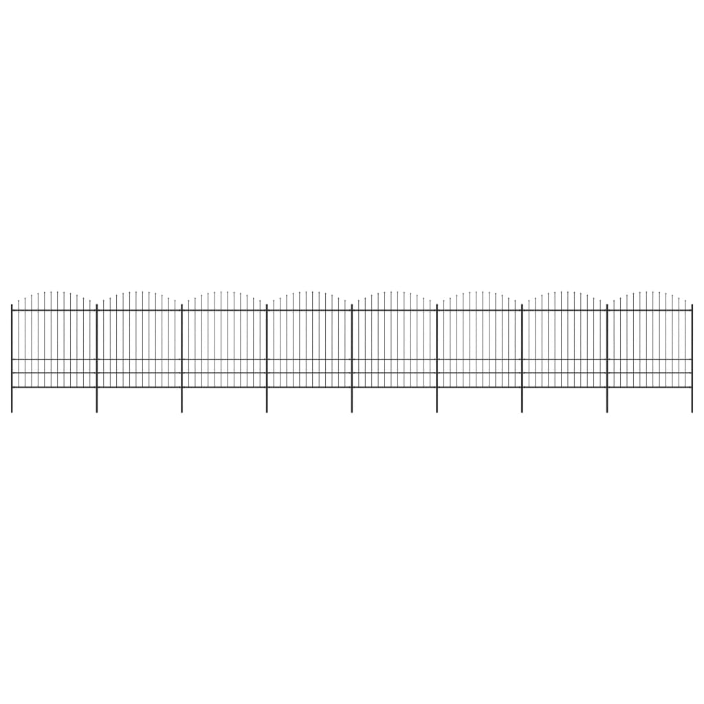 VidaXL Tuinhek met speren bovenkant (1,75-2)x13,6 m staal zwart