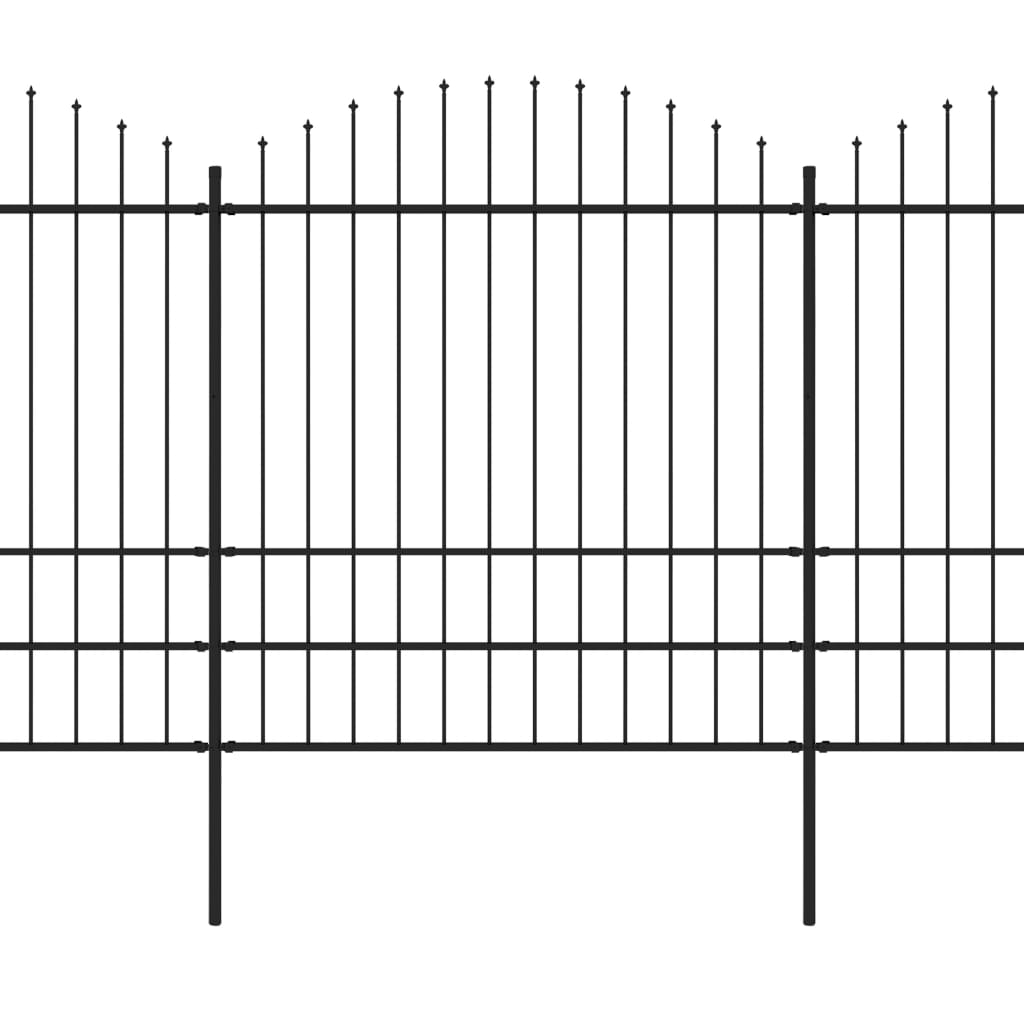 VidaXL Tuinhek met speren bovenkant (1,75-2)x13,6 m staal zwart