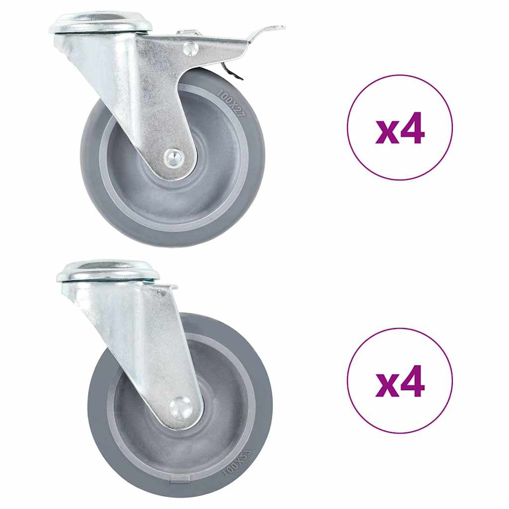 Vidaxl 8 st zwenkwielen met boutgaten 100 mm