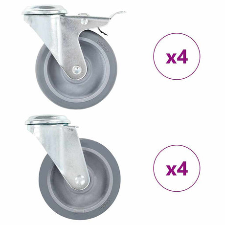 Vidaxl 8 st zwenkwielen met boutgaten 100 mm