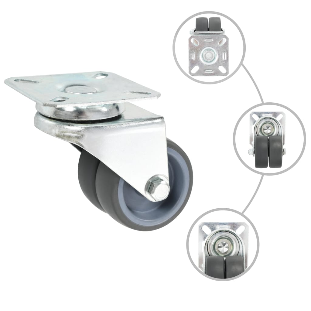 Vidaxl 8 st zwenkwielen dubbel 50 mm