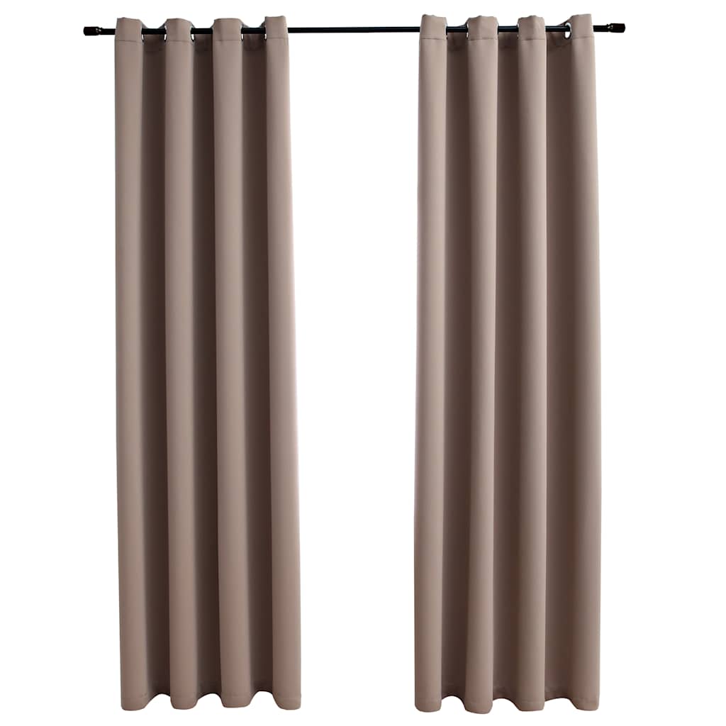 Vidaxl gordijn verduisterend met metalen ringen 2 st 140x175 cm taupe