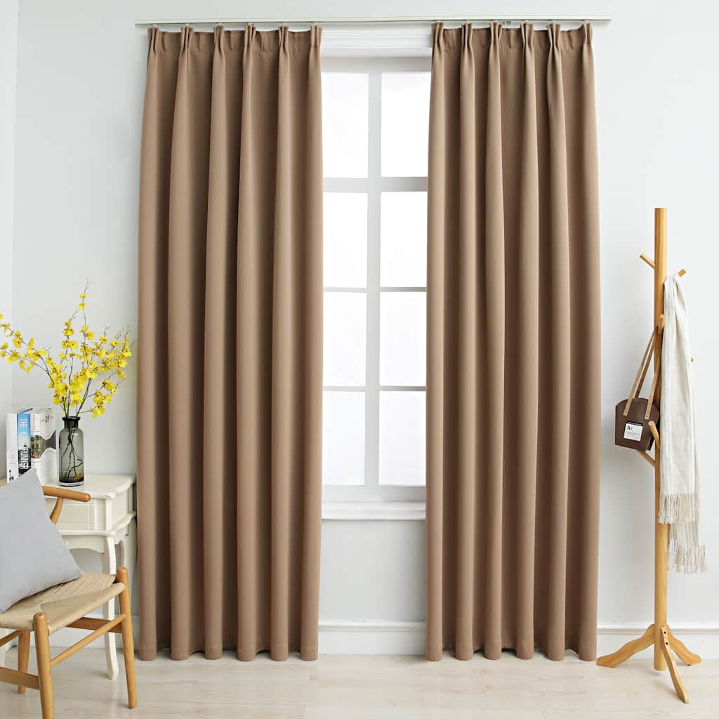 Vidaxl gordijnen verduisterend met haken 2 st 140x245 cm taupe