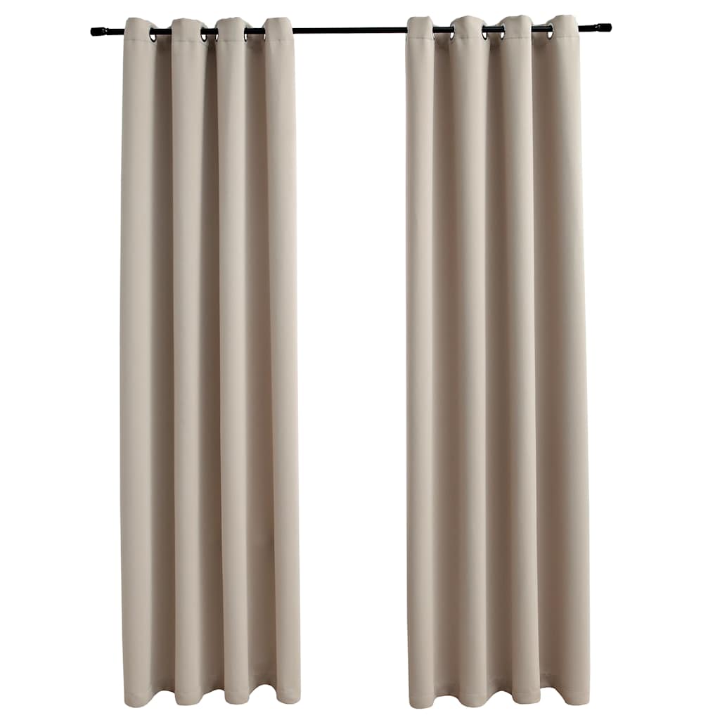 Vidaxl gordijn verduisterend met metalen ringen 2 st 140x175 cm beige