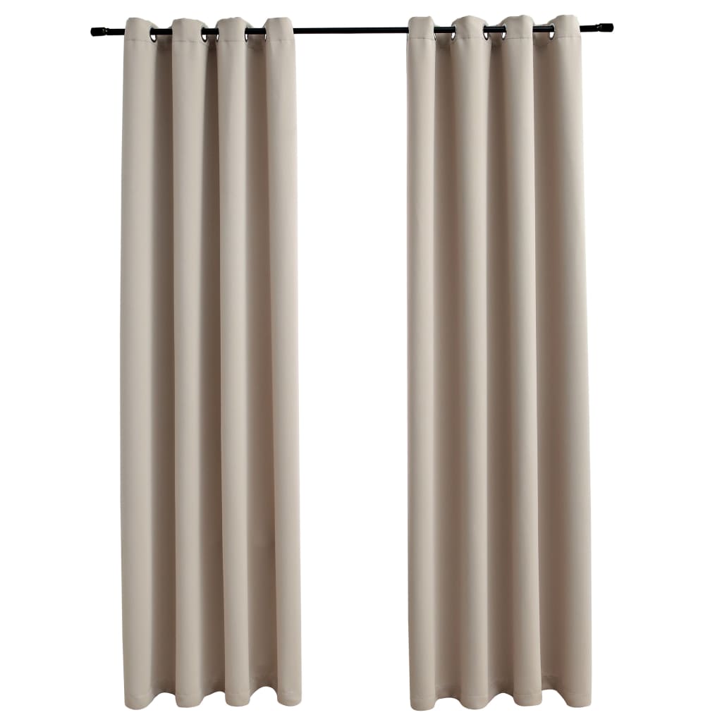 Vidaxl gordijn verduisterend met metalen ringen 2 st 140x225 cm beige