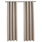 Vidaxl gordijn verduisterend met metalen ringen 2 st 140x225 cm beige