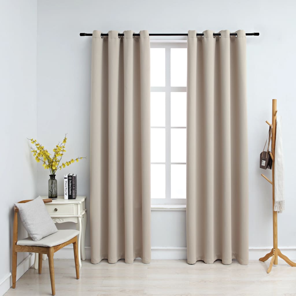 Vidaxl gordijn verduisterend met metalen ringen 2 st 140x245 cm beige