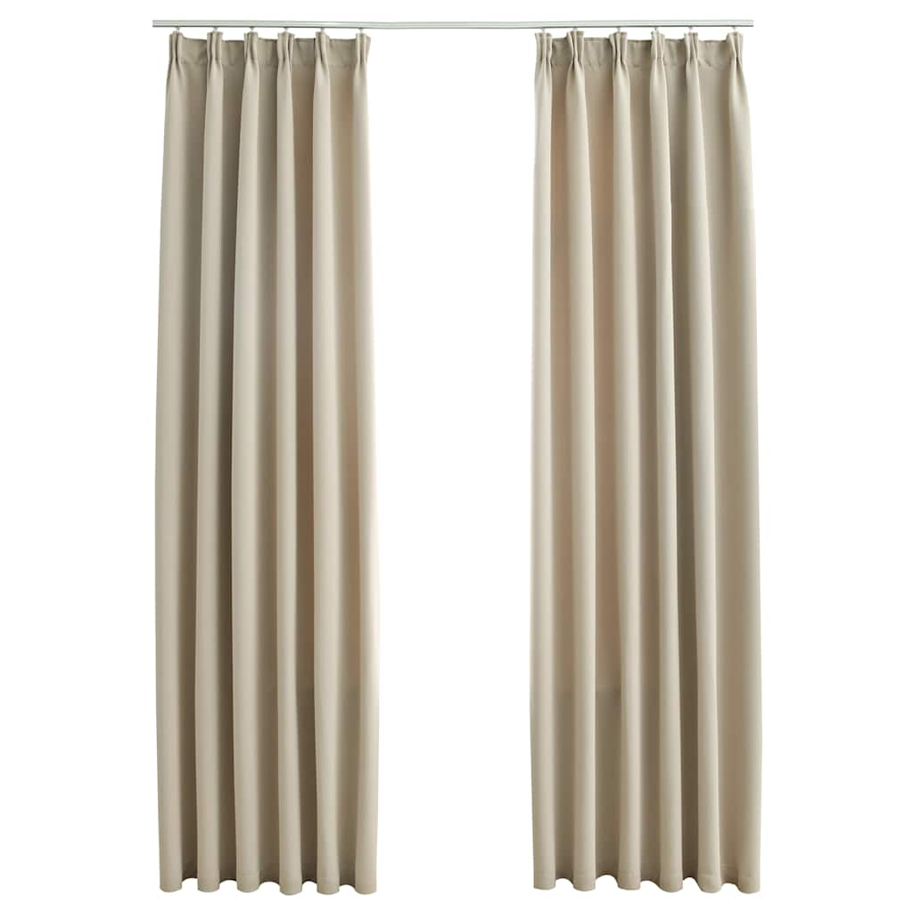 Vidaxl gordijnen verduisterend met haken 2 st 140x175 cm beige