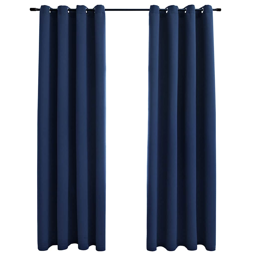 Vidaxl gordijn verduisterend met metalen ringen 2 st 140x225 cm blauw