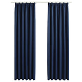 Vidaxl gordijnen verduisterend met haken 2 st 140x175 cm blauw