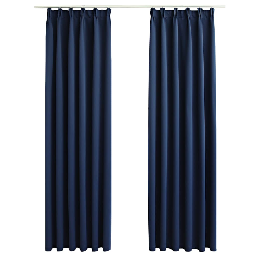 Vidaxl gordijnen verduisterend met haken 2 st 140x225 cm blauw