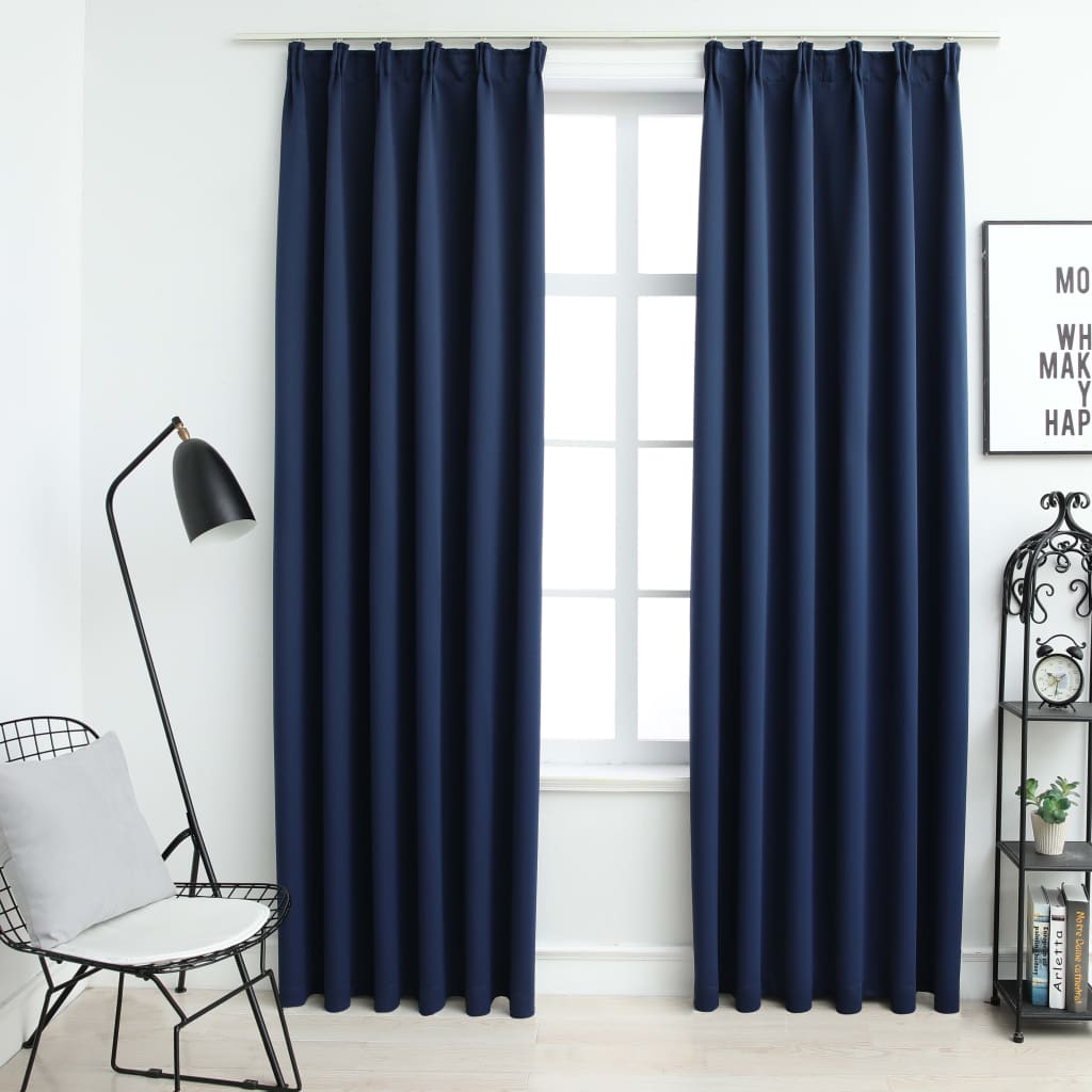 Vidaxl gordijnen verduisterend met haken 2 st 140x225 cm blauw