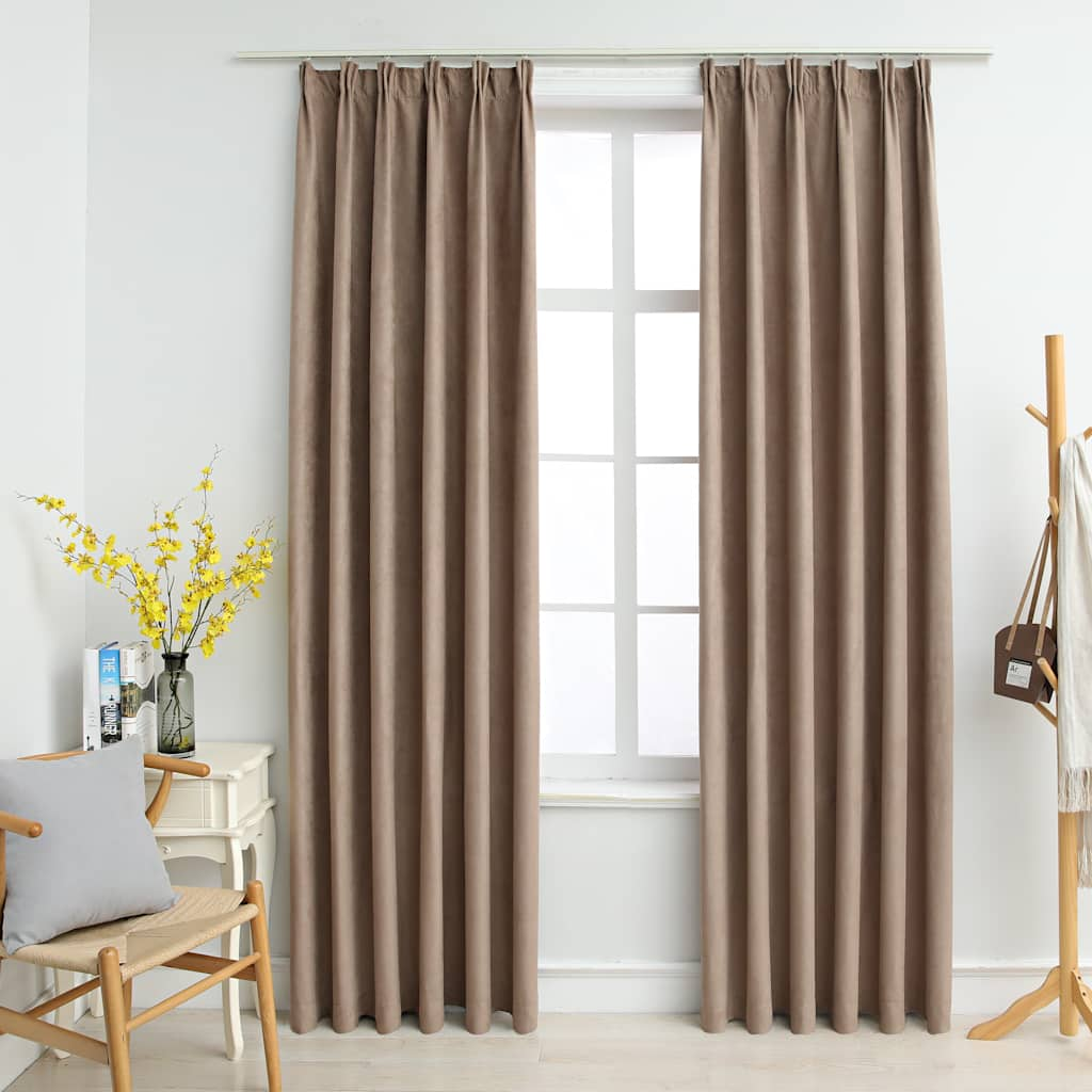 Vidaxl gordijnen verduisterend met haken 2 st 140x225 cm taupe