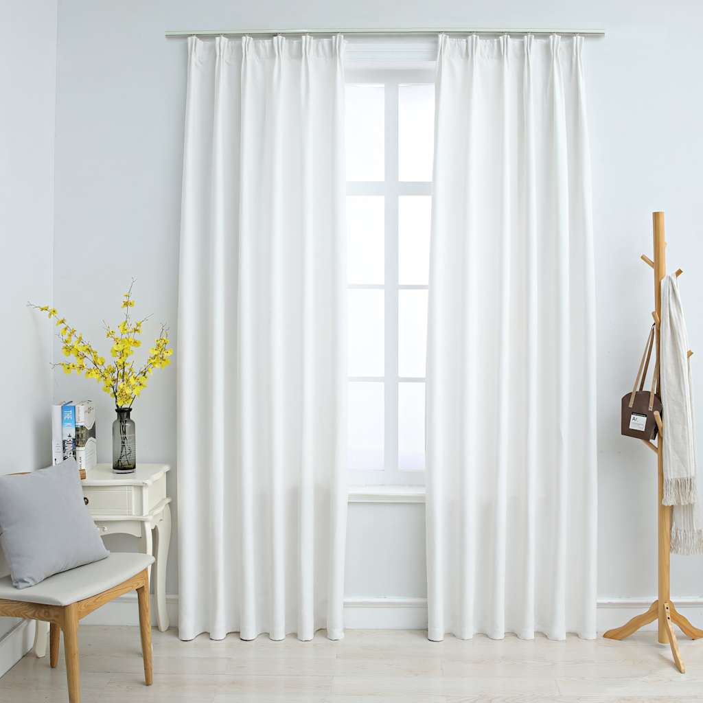 Vidaxl gordijnen verduisterend met haken 2 st 140x245 cm gebroken wit