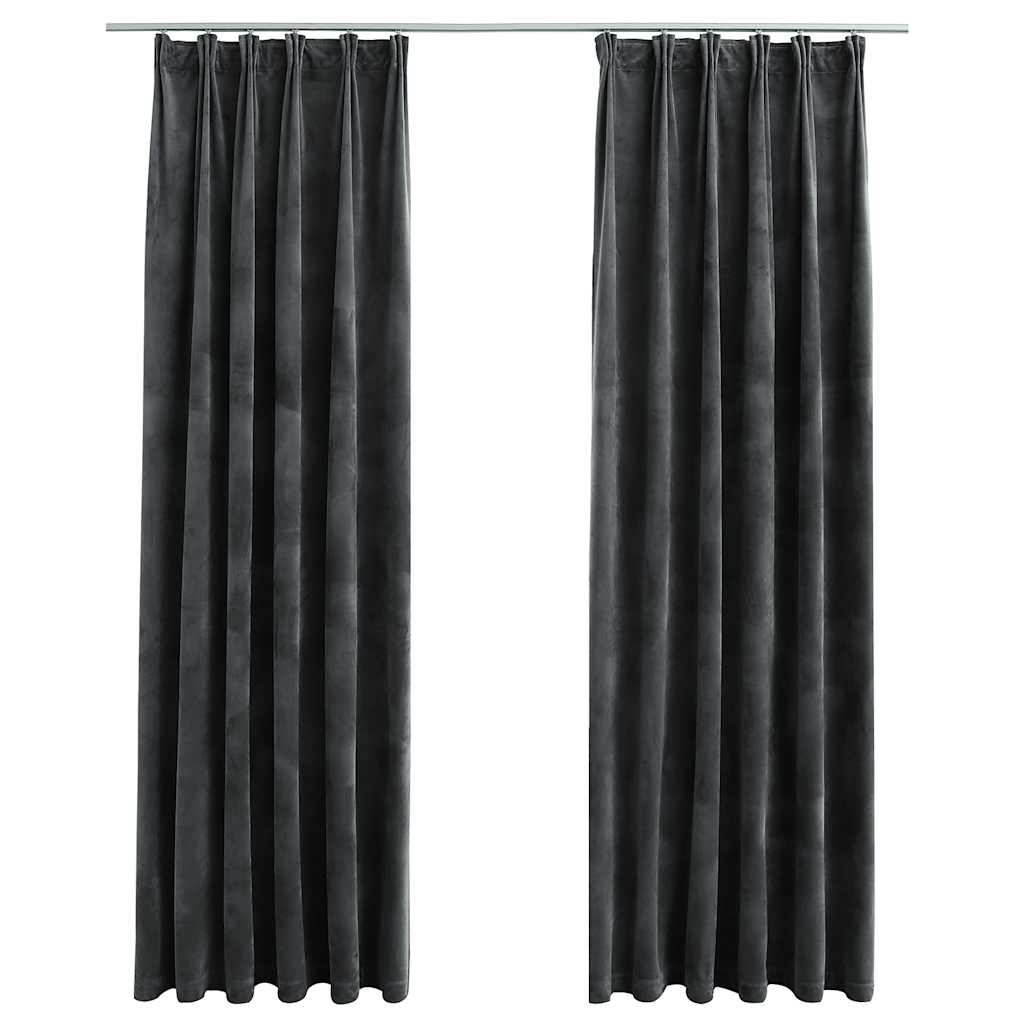 Vidaxl gordijnen verduisterend 2 st met haken 140x225 cm fluweel antraciet