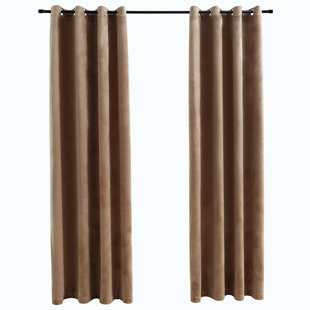 Vidaxl gordijn verduisterend met ringen 2 st 140x175 cm fluweel beige