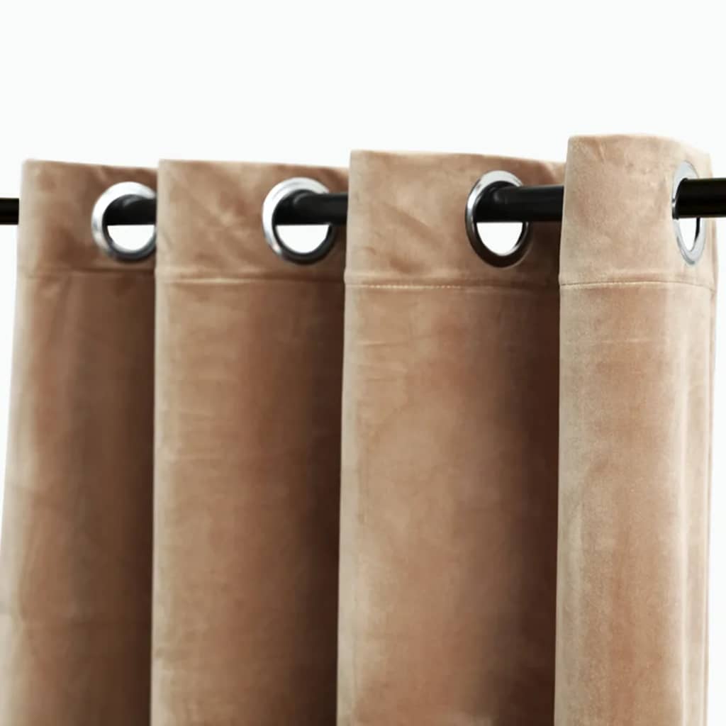 Vidaxl gordijn verduisterend met ringen 2 st 140x225 cm fluweel beige