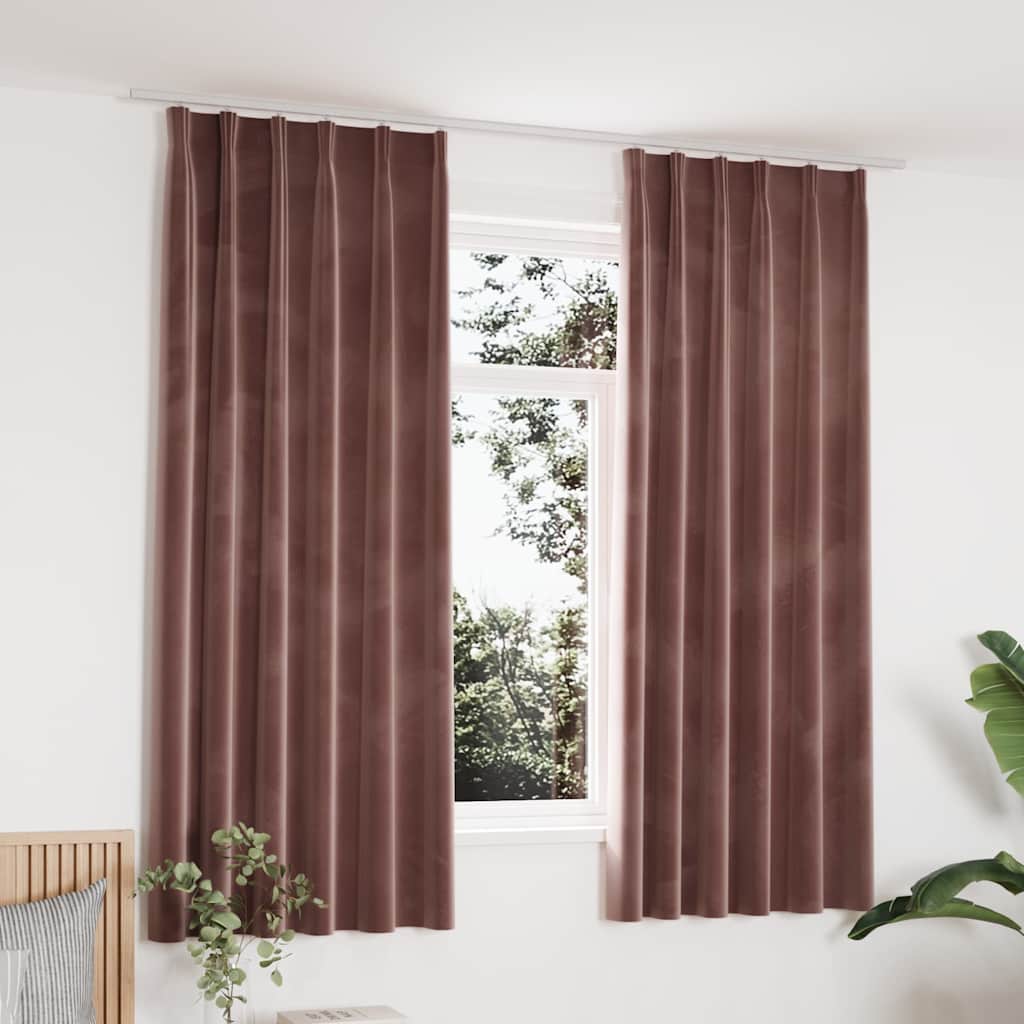 Vidaxl gordijnen verduisterend 2 st met haken 140x175 cm fluweel roze