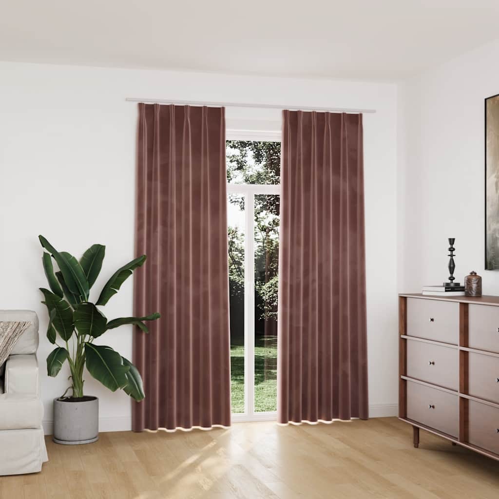 Vidaxl gordijnen verduisterend 2 st met haken 140x225 cm fluweel roze