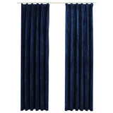 VidaXL Gordijnen verduisterend 2 st met haken 140x175 cm fluweel blauw