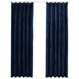 Vidaxl gordijnen verduisterend 2 st met haken 140x225 cm fluweel blauw