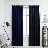 Vidaxl gordijnen verduisterend 2 st met haken 140x225 cm fluweel blauw