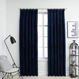 Vidaxl gordijnen verduisterend 2 st met haken 140x245 cm fluweel blauw