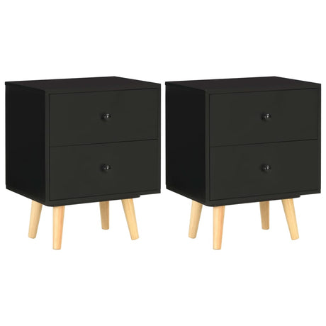 Vidaxl nachtkastjes 2 st 40x30x50 cm massief grenenhout zwart